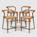 4er-Set Barhocker aus Holz und Eisen im Industrie-Stil 45x55x90 Boston