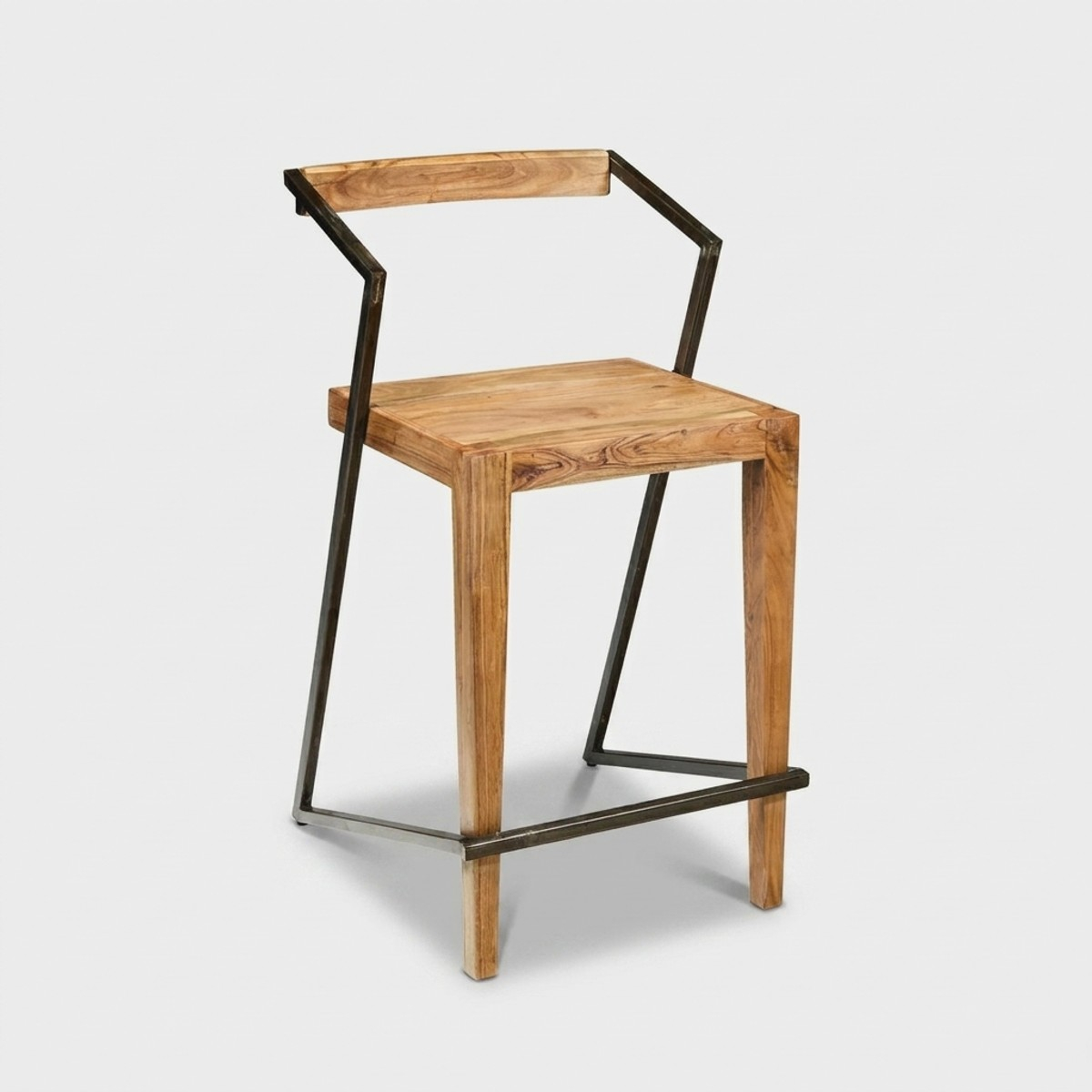 4er-Set Barhocker aus Holz und Eisen im Industrie-Stil 45x55x90 Boston