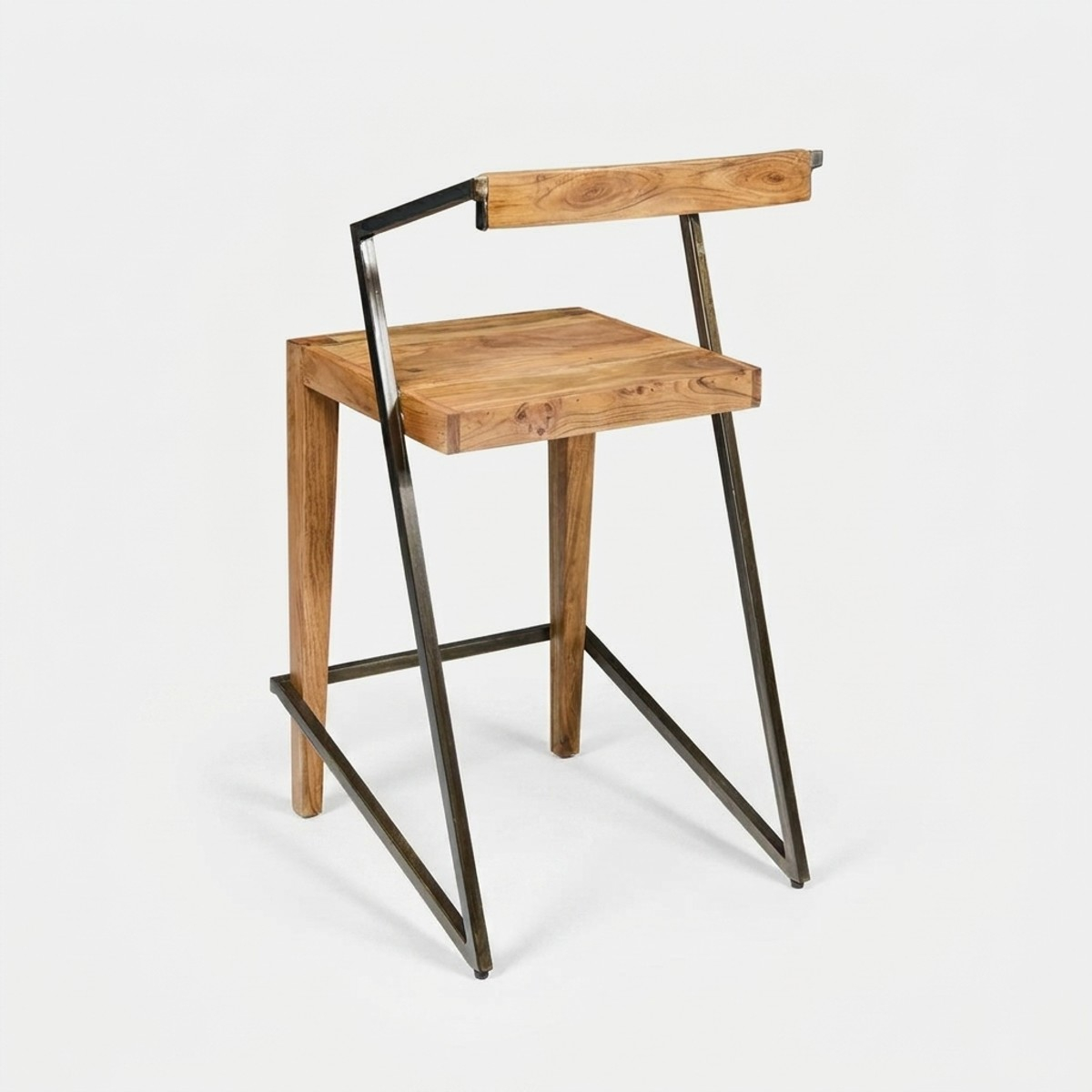4er-Set Barhocker aus Holz und Eisen im Industrie-Stil 45x55x90 Boston