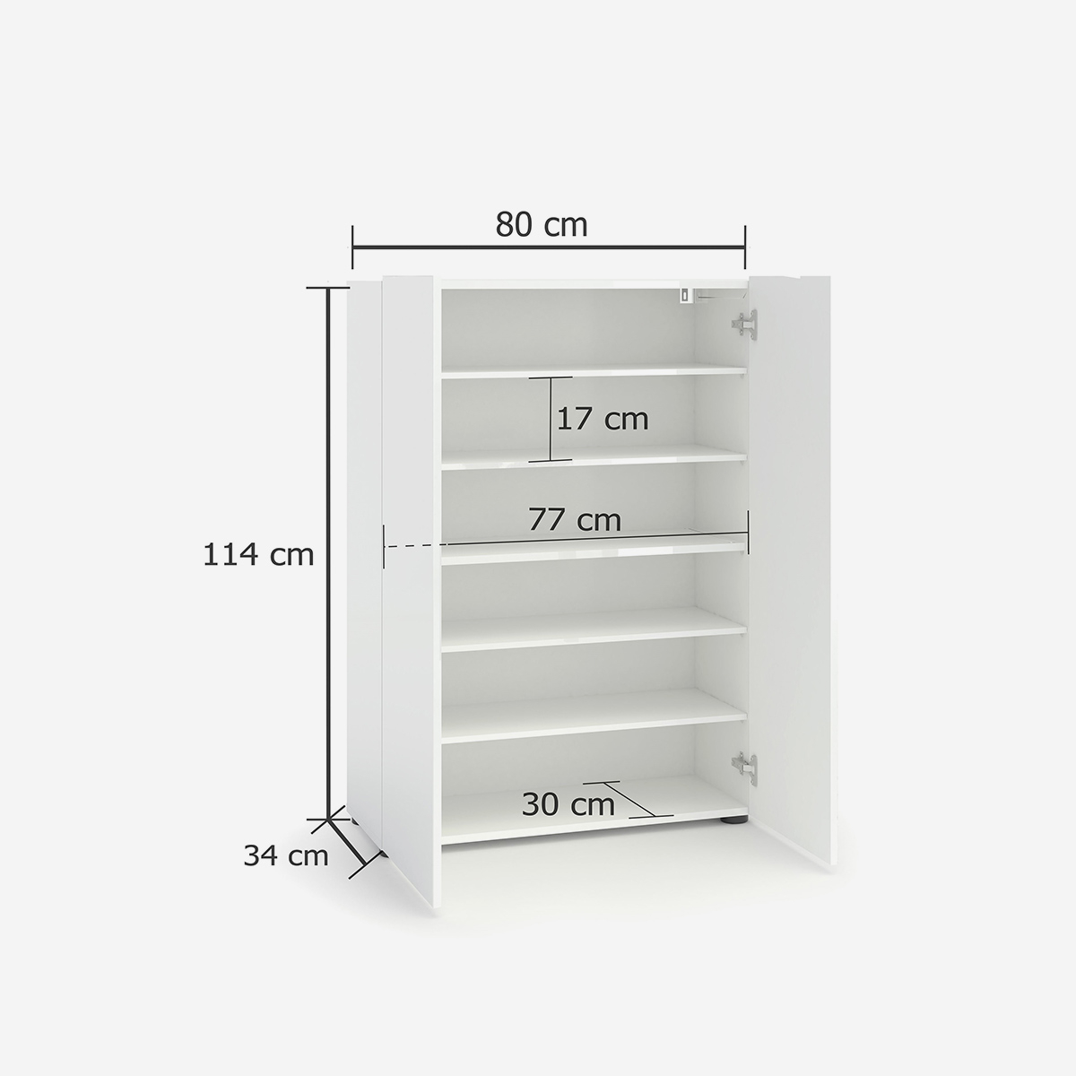 Meuble à chaussures gain de place 2 portes avec étagères Mister