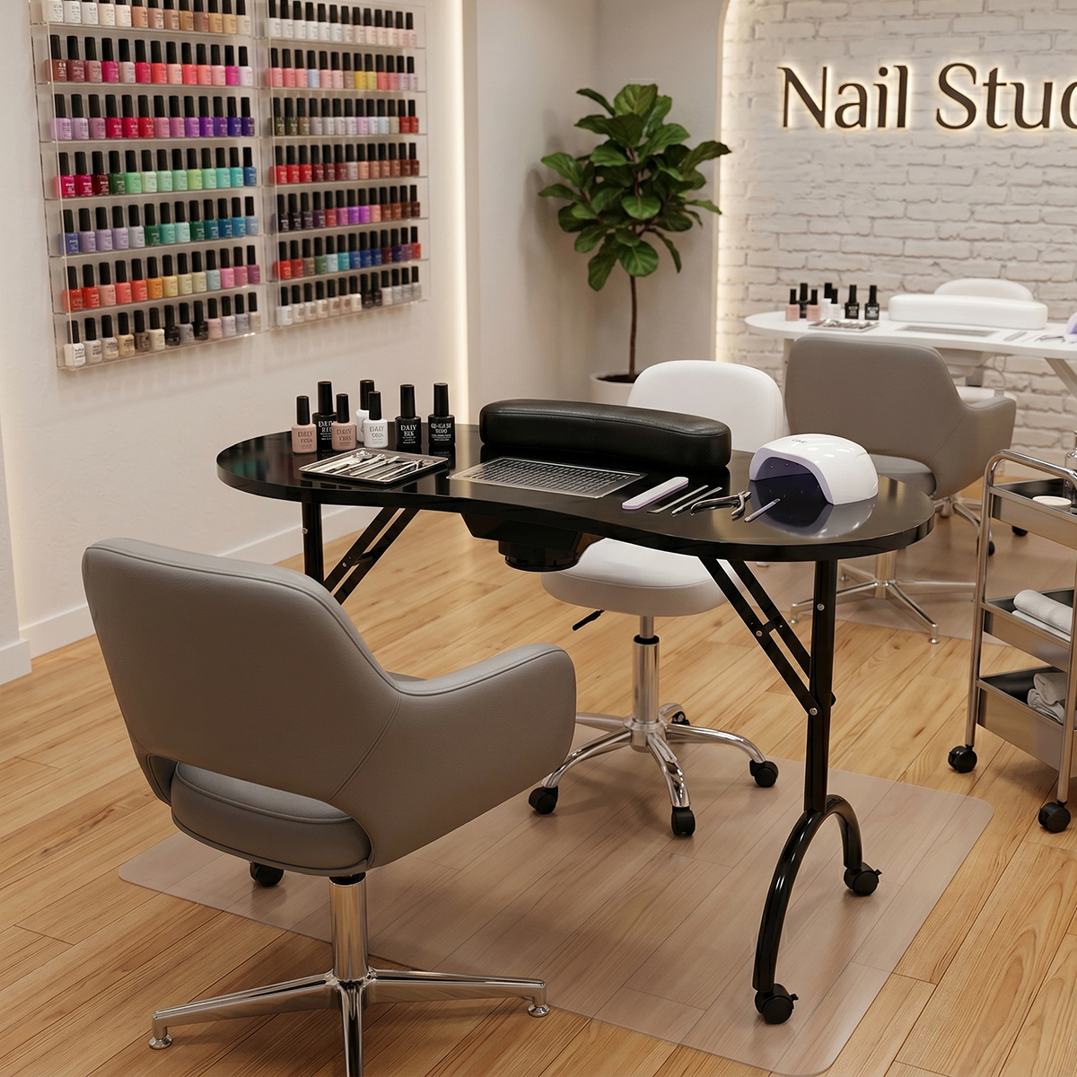 Tragabar Faltbar Maniküretisch Nageltisch für Nagelrekonstruktion Ablaufventil Easynails