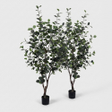 2 künstliche Eukalyptus-Pflanzen für den Innenbereich, 180 cm, im Topf, Eucalipto Bizzotto