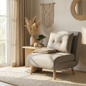 Fauteuil-lit pliant en tissu avec pieds en bois Miriam