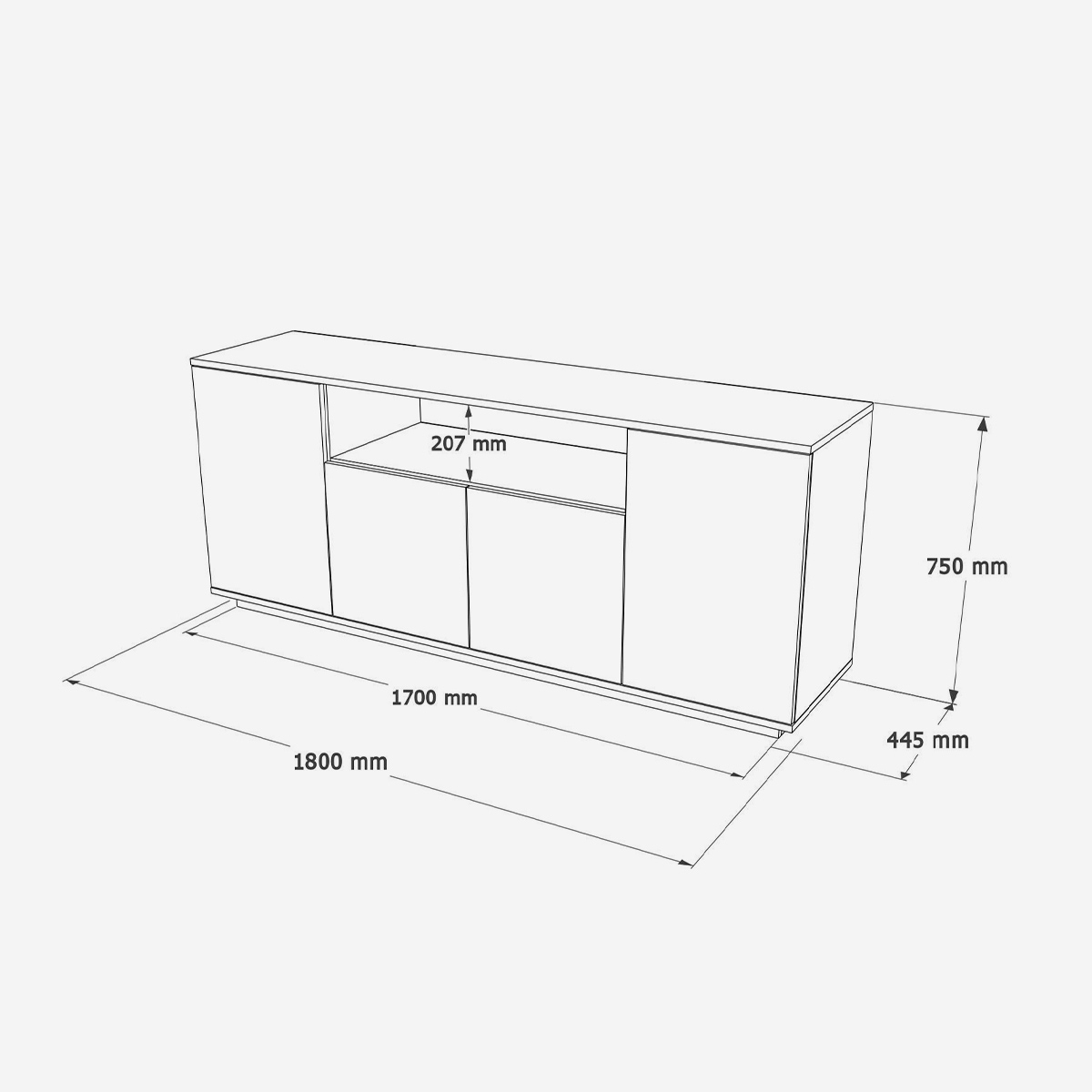 Konsolenschrank mit Spiegel und Regalböden Kivan