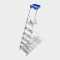 Escalera doméstica de aluminio con bandeja portaobjetos de 6 peldaños Atlantica