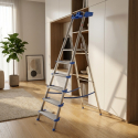 Escalera doméstica de aluminio con bandeja portaobjetos de 6 peldaños Atlantica