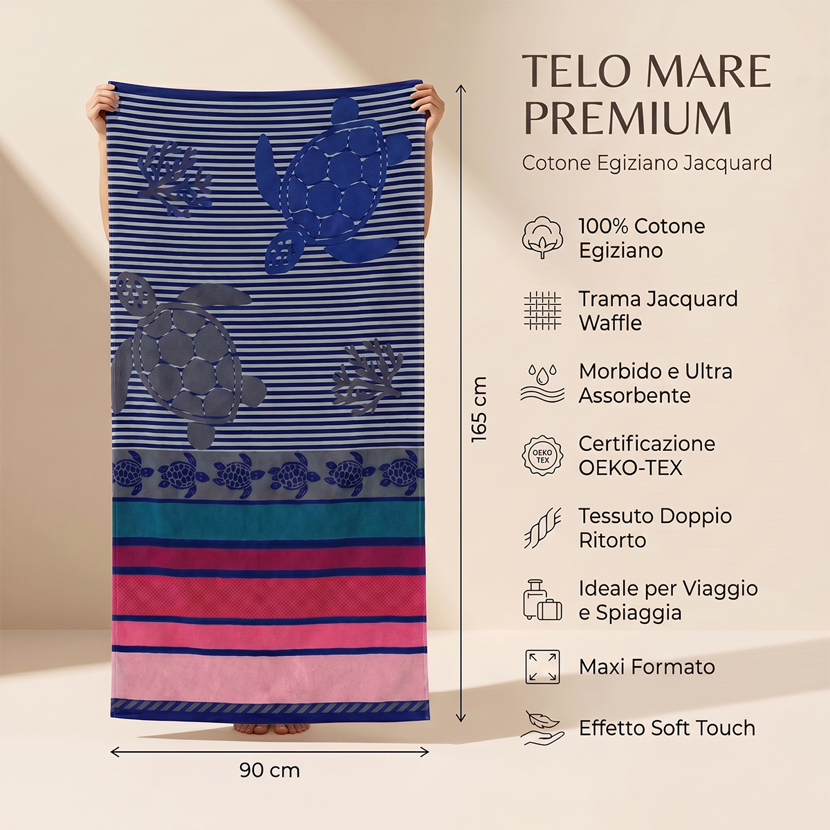 Toalla de playa de rizo jacquard 90x165 cm Orlena