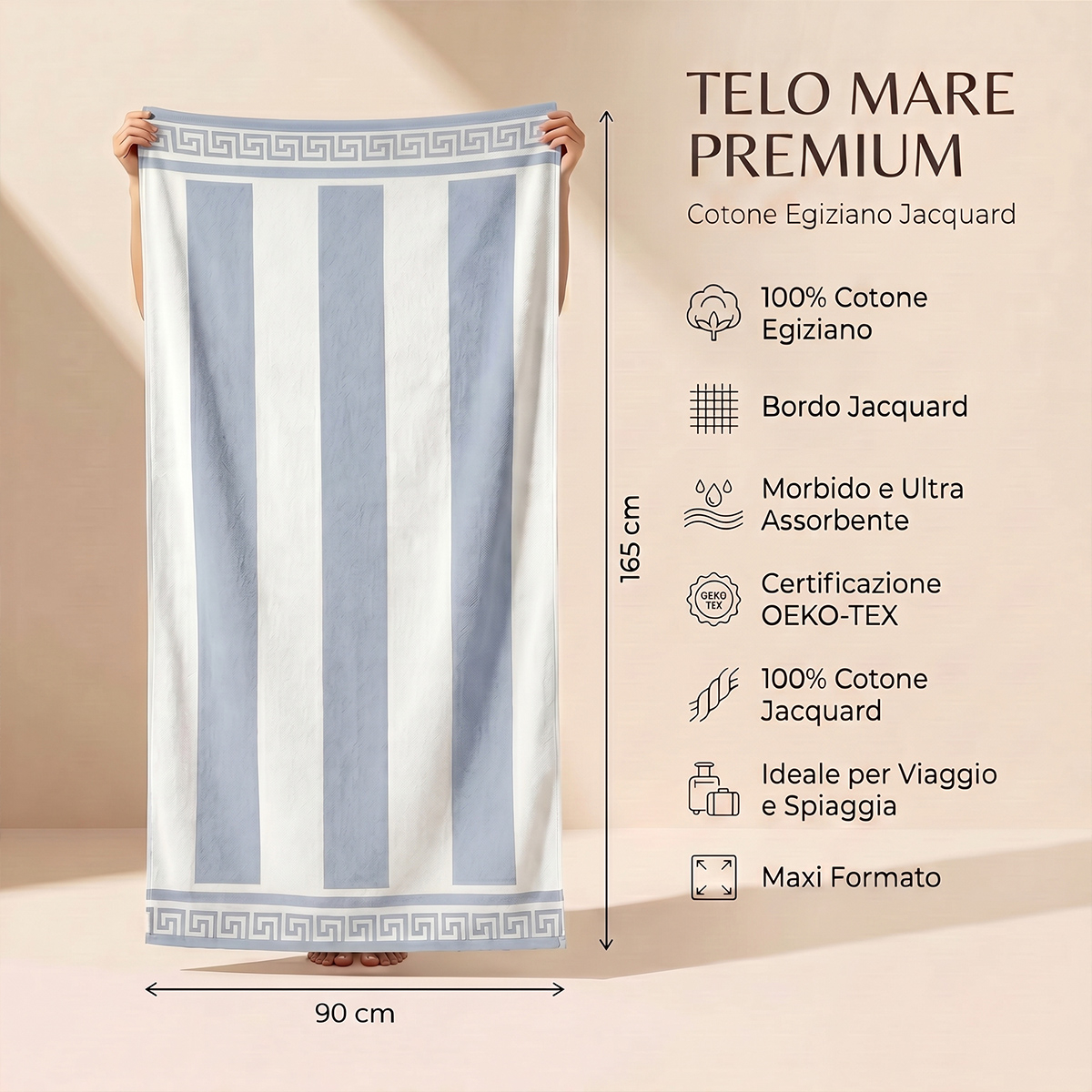 Toalla de playa de rizo jacquard 90x165 cm Mireva