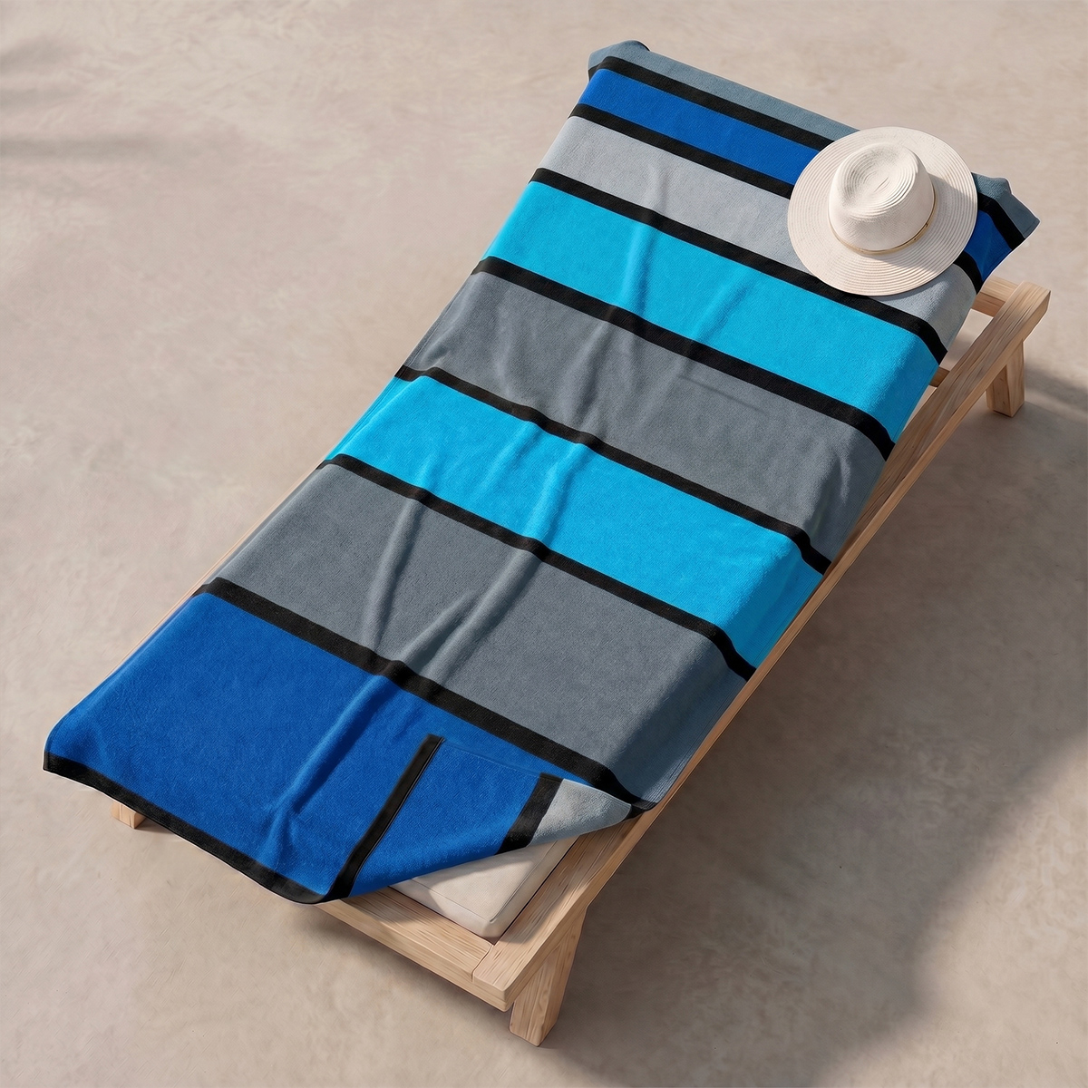 Toalla de playa de rizo jacquard en algodón egipcio 165x90 Big Stripe
