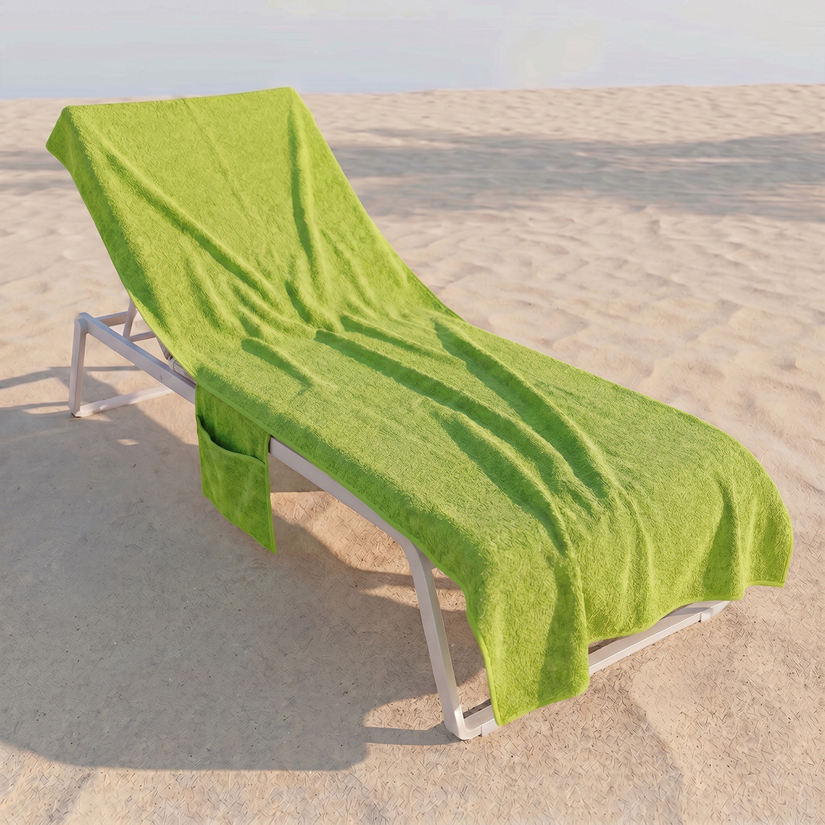 Toalla de playa para tumbona en rizo de algodón con bolsillos 75x190 Daline