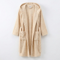Albornoz unisex beige de algodón rizo con capucha Vellier