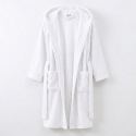 Albornoz unisex blanco de rizo de algodón con capucha Ravin
