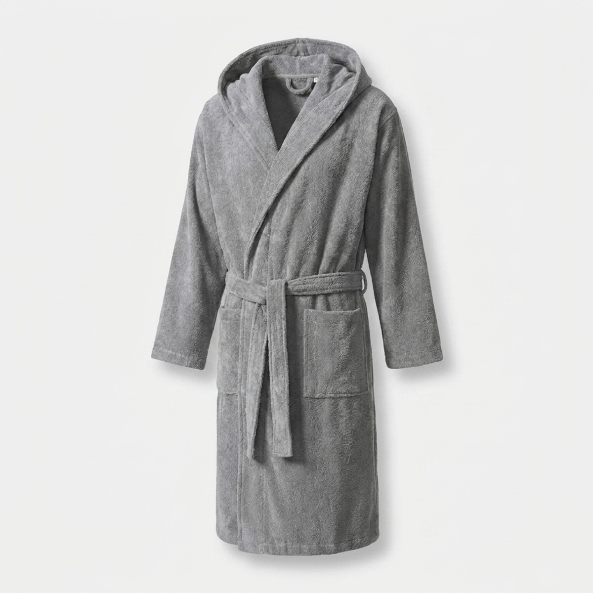 Unisex-Bademantel aus grauem Frottee-Baumwolle mit Kapuze Savier