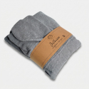 Unisex-Bademantel aus grauem Frottee-Baumwolle mit Kapuze Savier