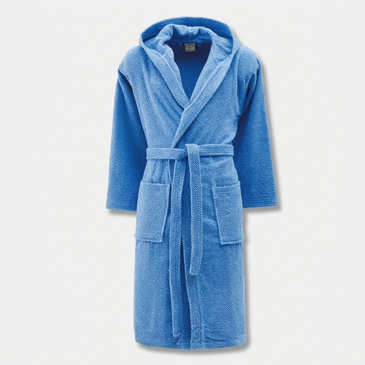 Albornoz unisex azul marino de algodón rizo con capucha Valmont