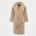 Albornoz unisex color topo de algodón rizo con capucha Corvin