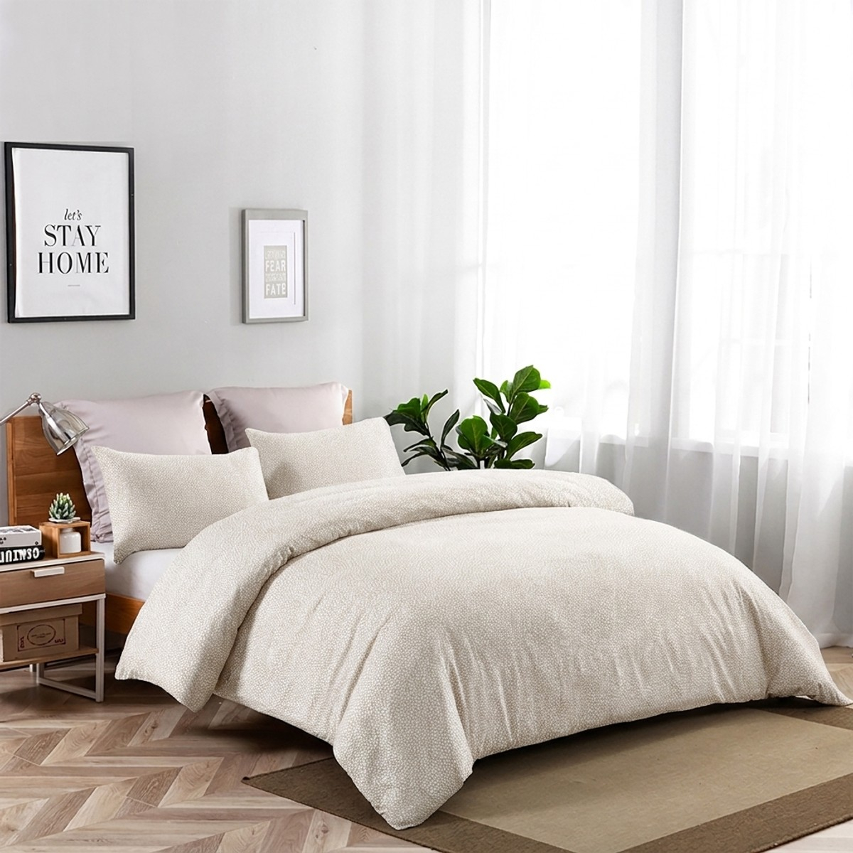 Funda nórdica de algodón para cama de matrimonio con fundas de almohada 250x200 Aveline