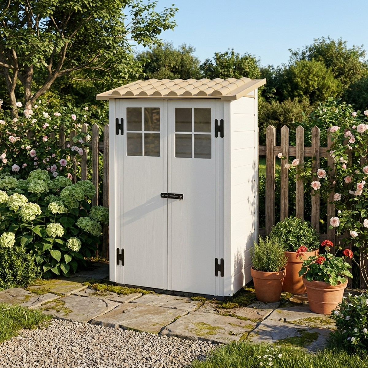 PVC-Gartenhaus mit Boden 139 x 95 x 201 cm Tuscany Evo 2 Türen