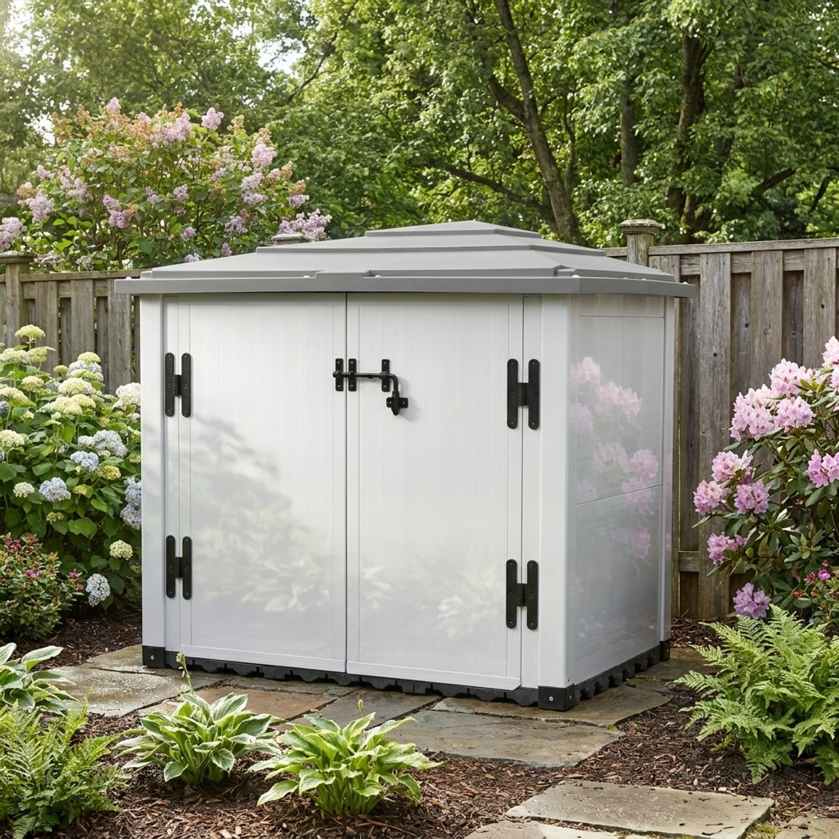 Gartenbox aus PVC mit 2 Türen 131x88x111 cm Urban 100