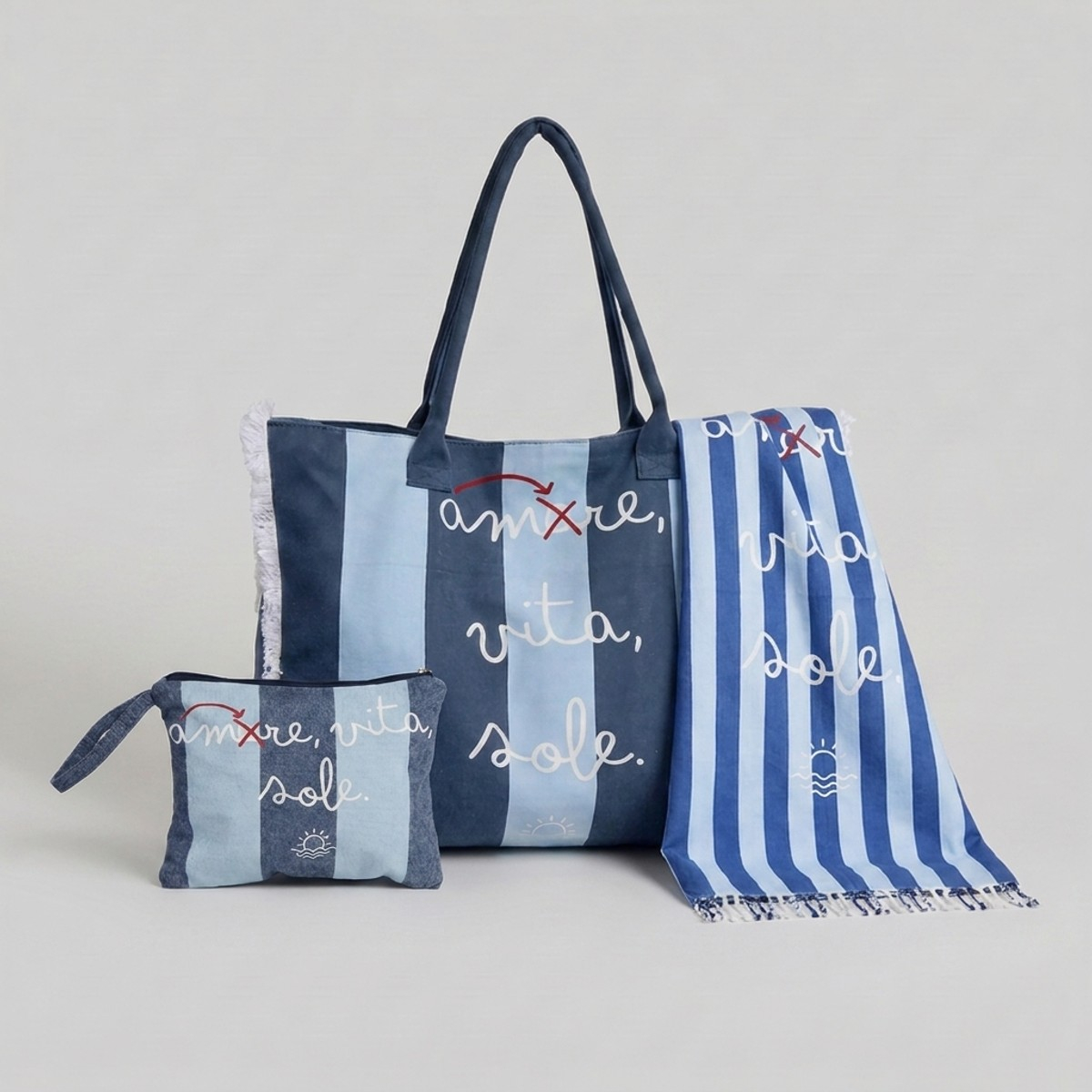 Set de playa para mujer con toalla, bolso shopper y neceser Mariel