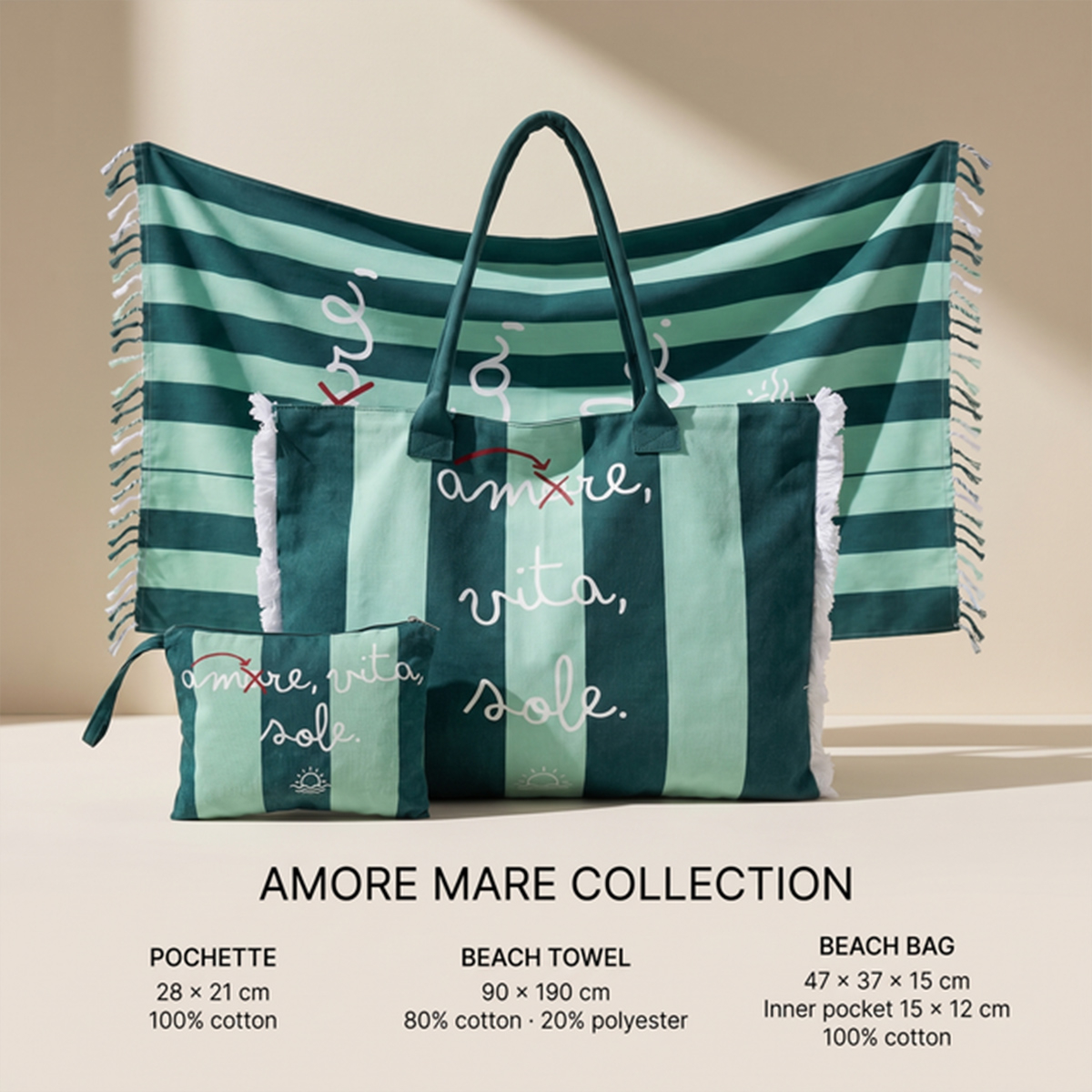 Set de playa para mujer con toalla, bolso shopper y neceser Mariel