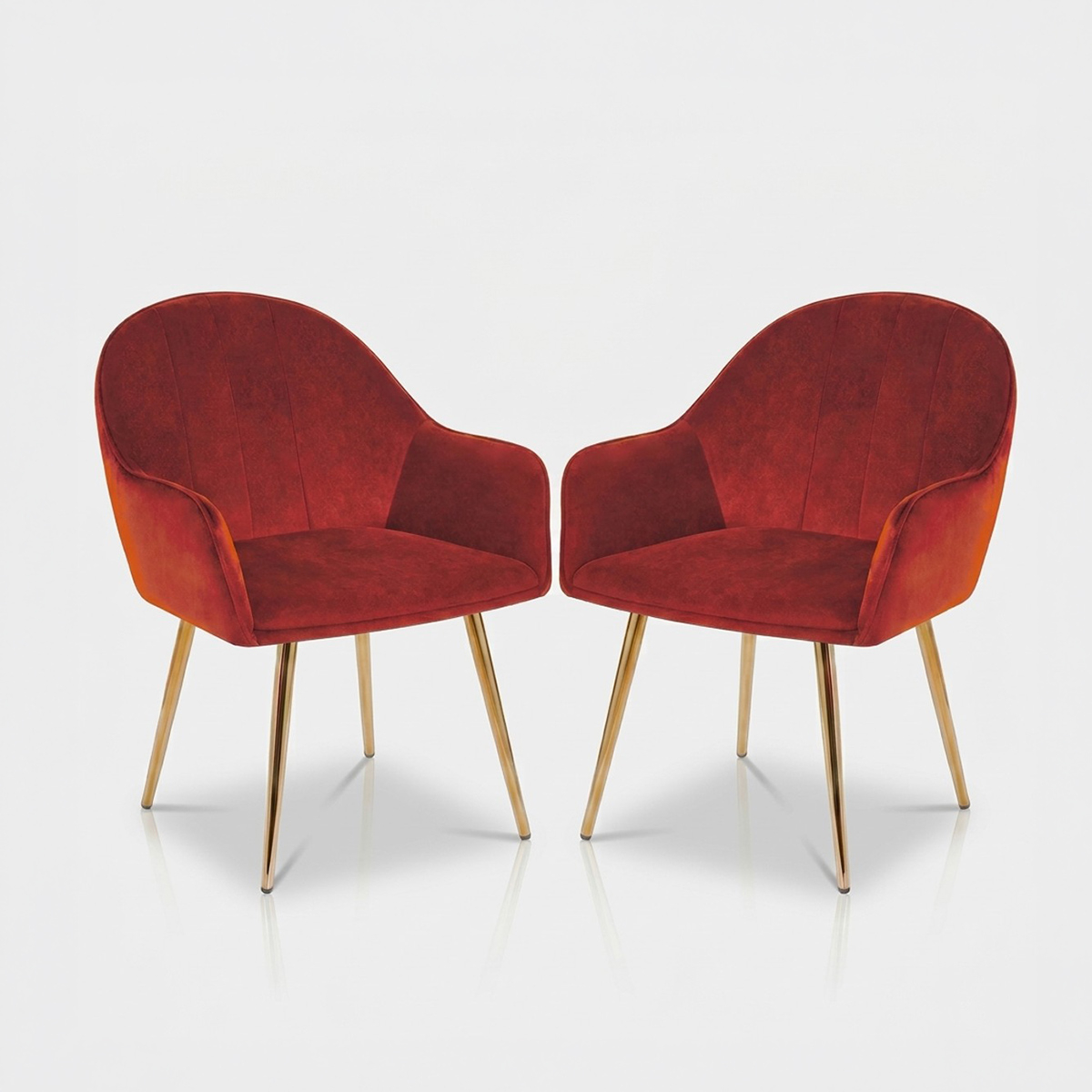 Set de 2 sillones tapizados en terciopelo con patas doradas Alisse