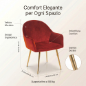 Set de 2 sillones tapizados en terciopelo con patas doradas Alisse