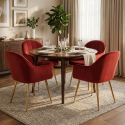 Set de 2 sillones tapizados en terciopelo con patas doradas Alisse