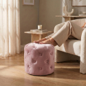 Samt-Hocker mit Stauraum und Fußablage in Capitonné-Optik, modern, Celora