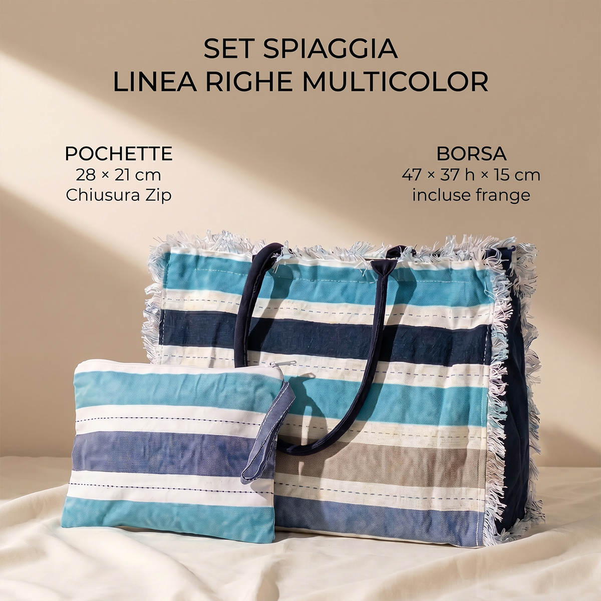 Bolsa de playa grande para mujer con neceser y cremallera Set Avena