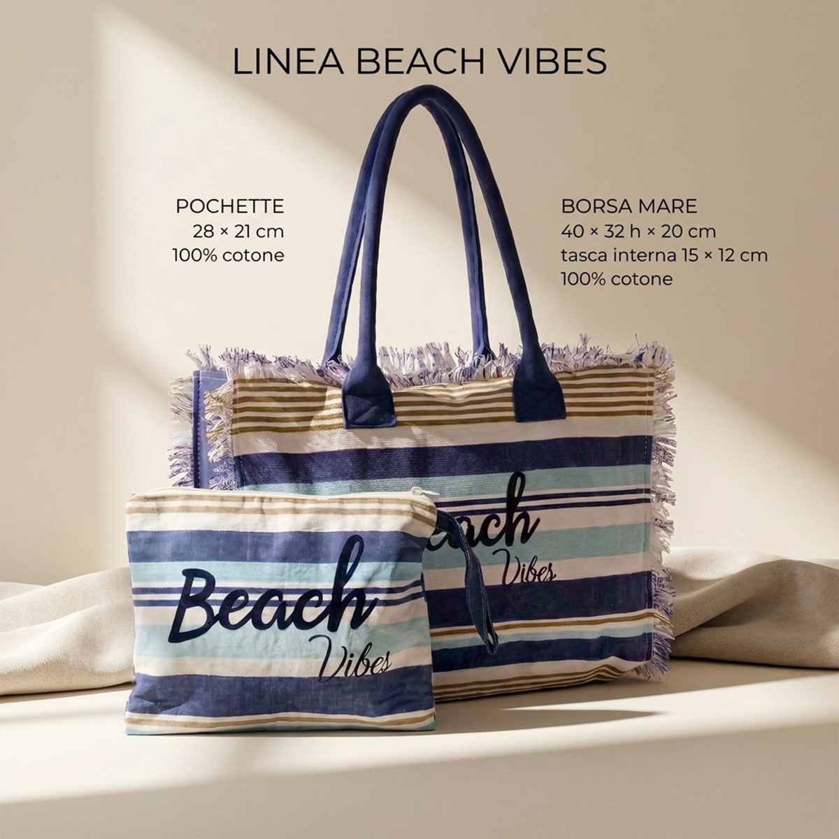 Borsa mare donna shopper grande con pochette Beach Vibes