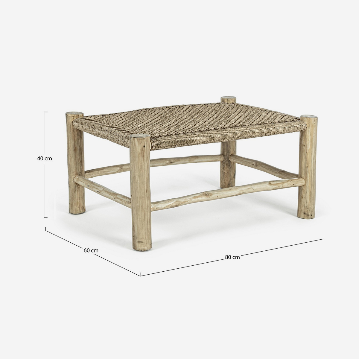 Mesa auxiliar de jardín en teca y fibra sintética Lampok