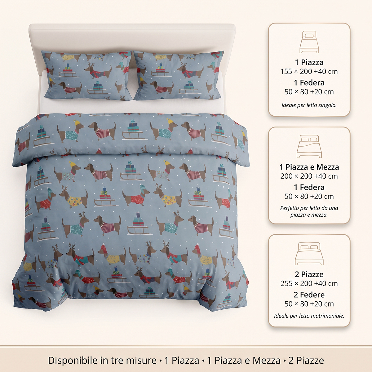 Einzelbett-Bettwäsche-Set aus Baumwolle mit Kissenbezug 155x200 Lumera