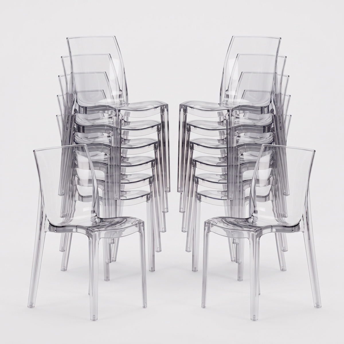 Lot de 16 chaises Femme Fatale Grand Soleil transparentes promo Bar Restaurant Stock