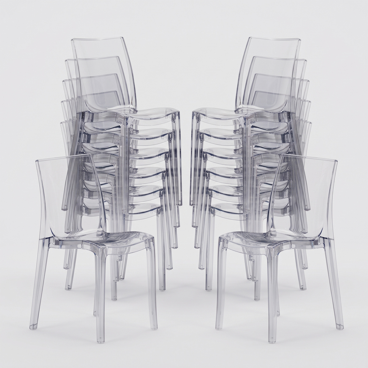 Lot de 18 Chaises Cristal Light Grand Soleil Transparent promo offre pour Bar café Stock