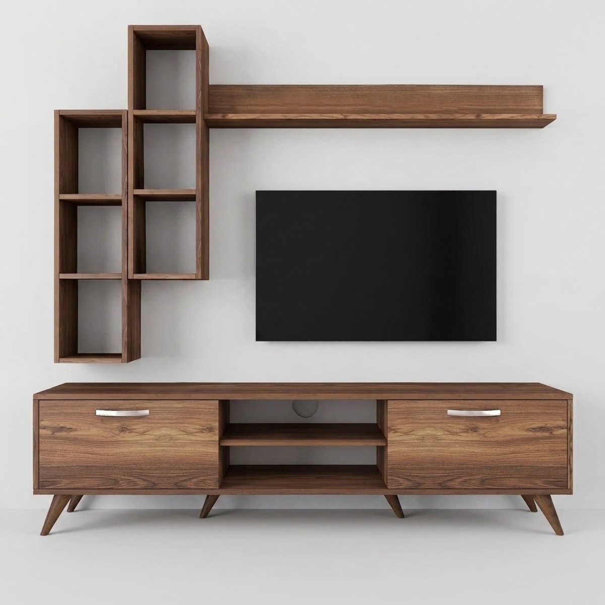 TV-Wohnwand mit Regal und offenen Fächern 180x35cm Mary
