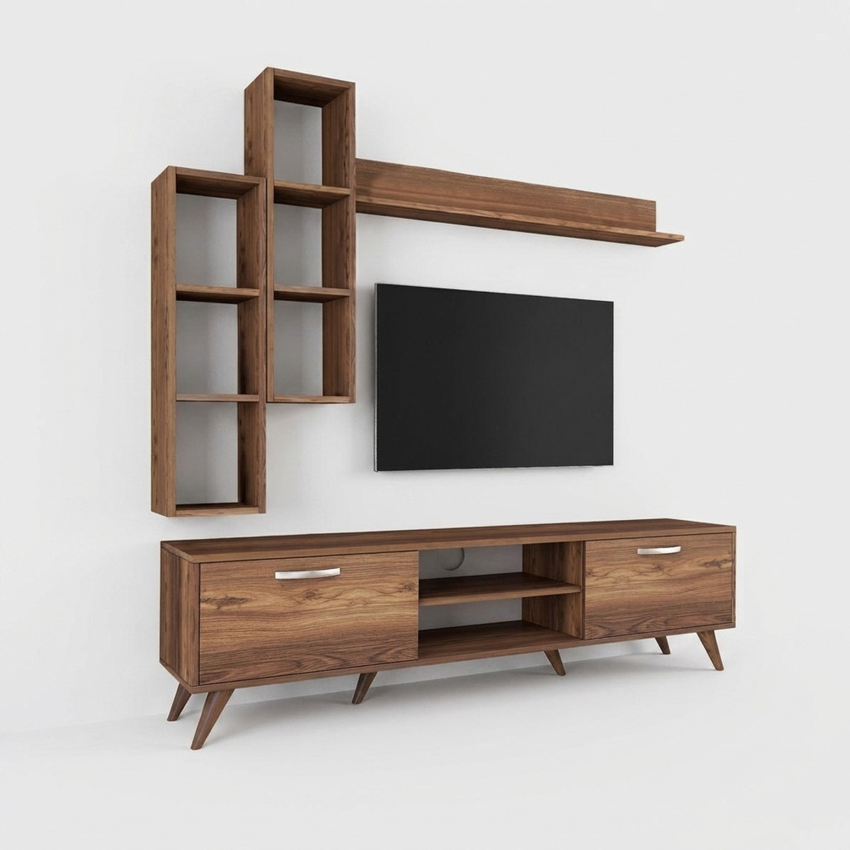TV-Wohnwand mit Regal und offenen Fächern 180x35cm Mary