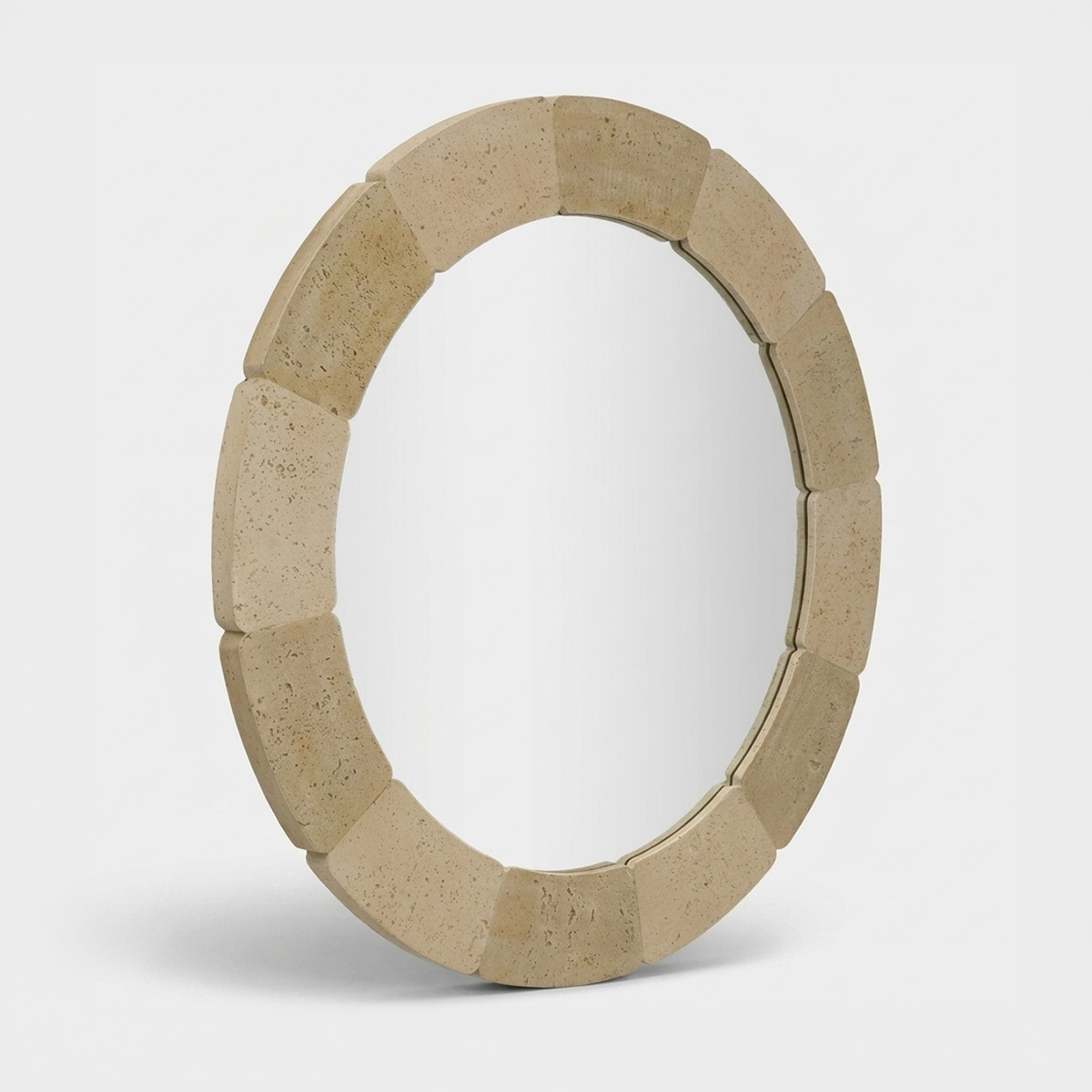 Espejo redondo de pared efecto piedra 90 cm Sculpted Stone Halo