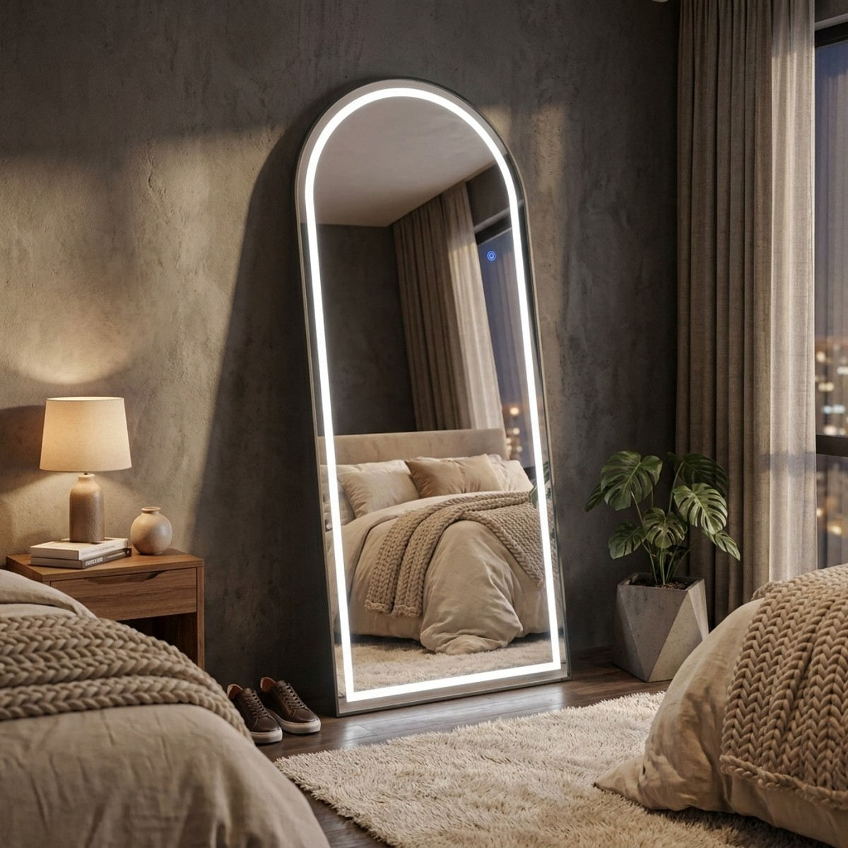 Bogenförmiger LED-Spiegel für Wand und Boden 70x170 Nocturne Arch
