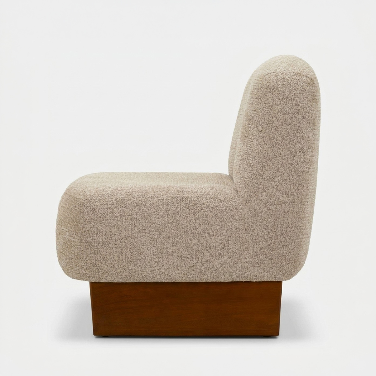 Fauteuil Japandi en tissu bouclette pour salon Kyoto Poise