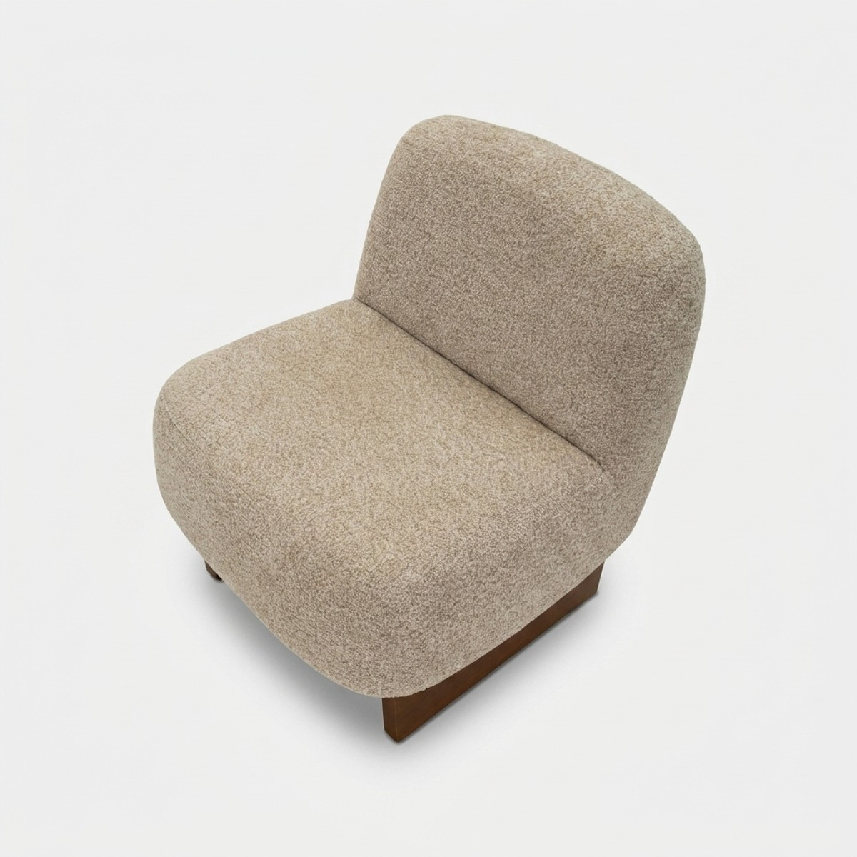 Fauteuil Japandi en tissu bouclette pour salon Kyoto Poise