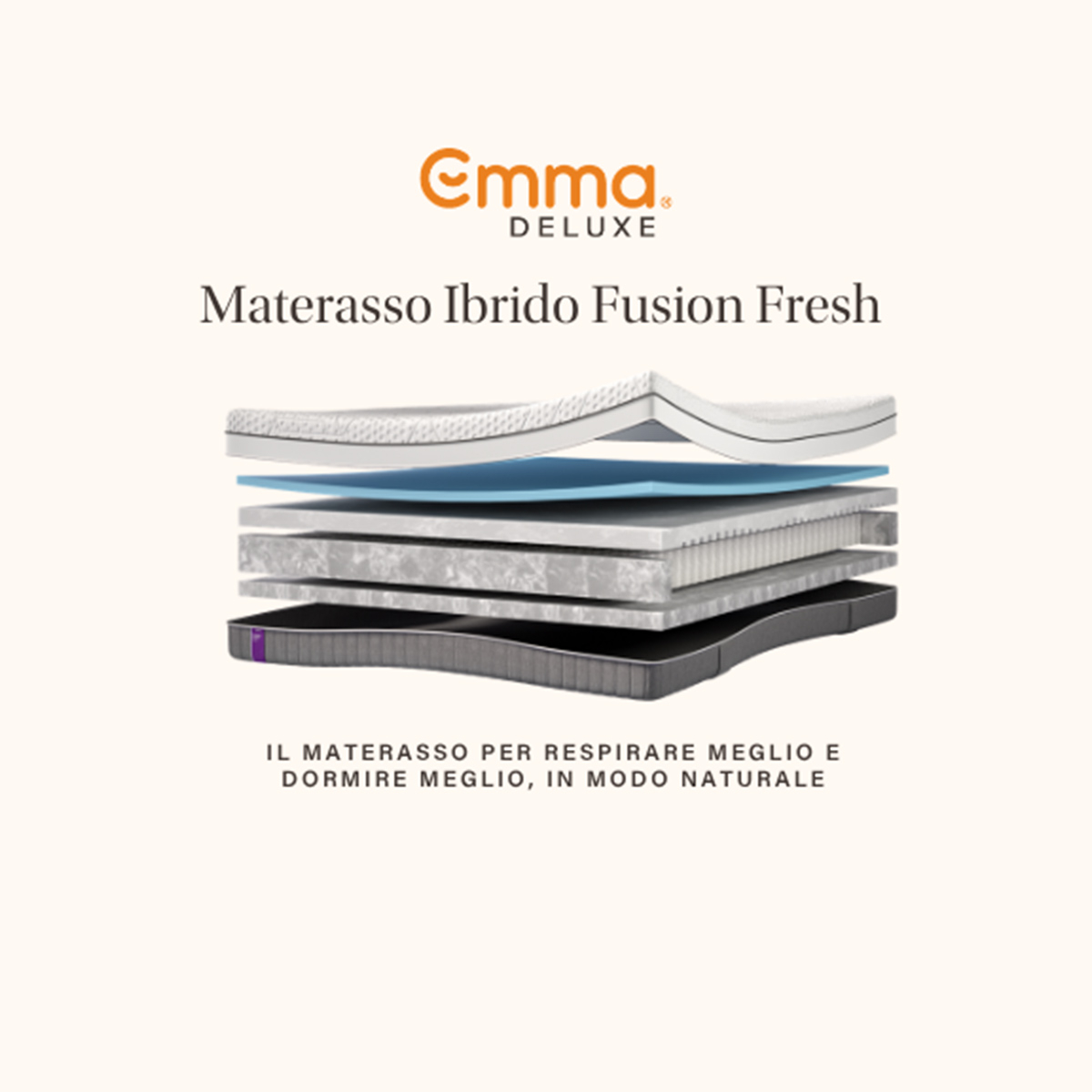 Colchón matrimonial híbrido transpirable Emma Fusion Fresh Hybrid