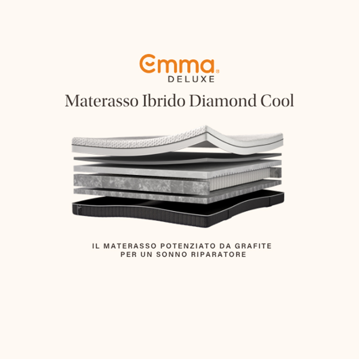 Colchón matrimonial híbrido con muelles ensacados Diamond Cool