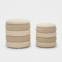 Set de 2 poufs de rangement ronds rembourrés Warsaw Duo