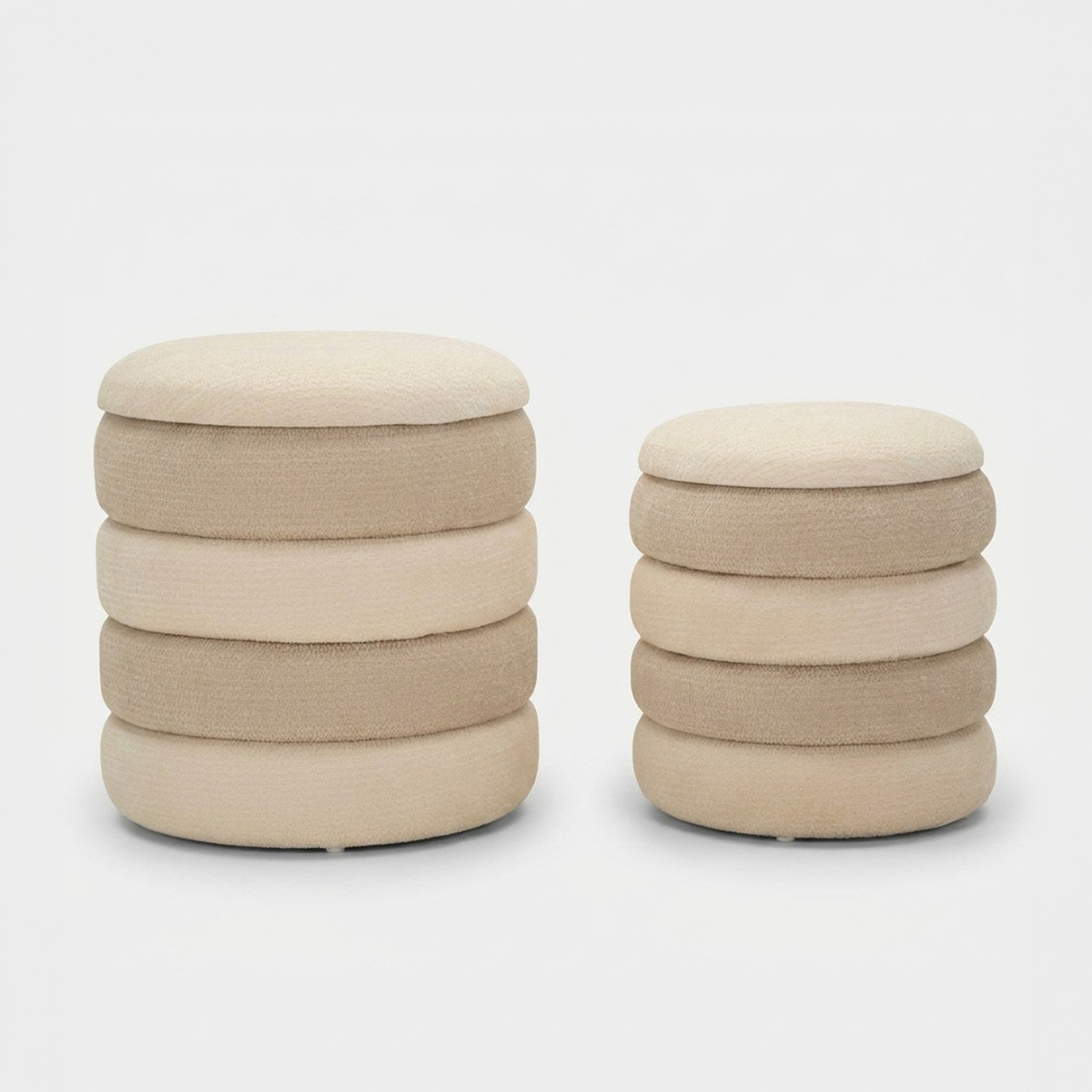 Set 2 pouf contenitore rotondi imbottiti Warsaw Duo