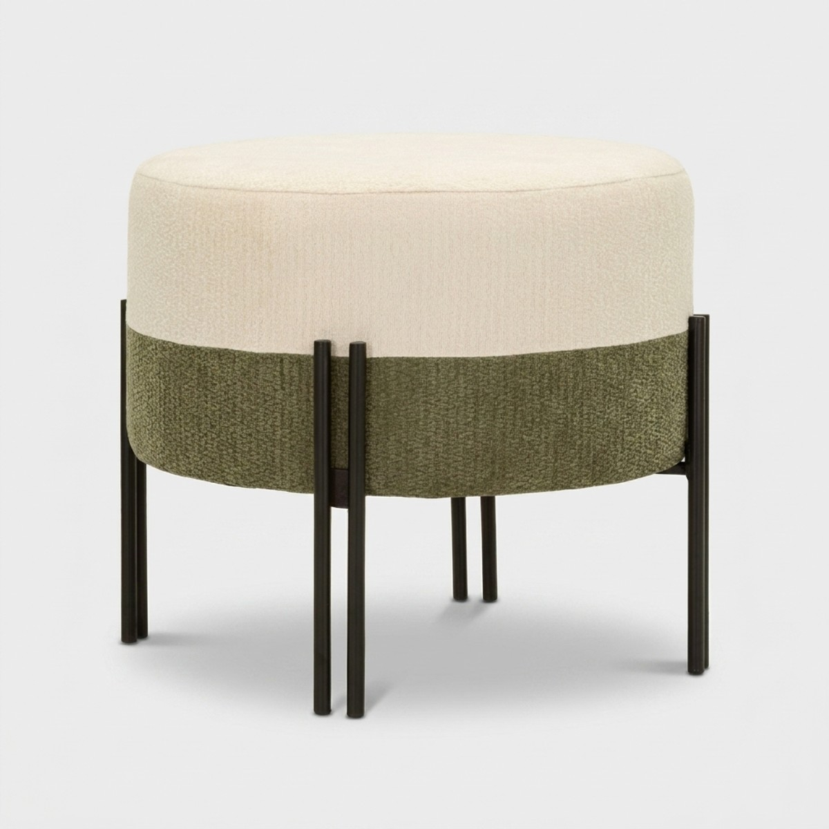 Puf redondo tapizado en poliéster y metal Tedy Sculptural Accent