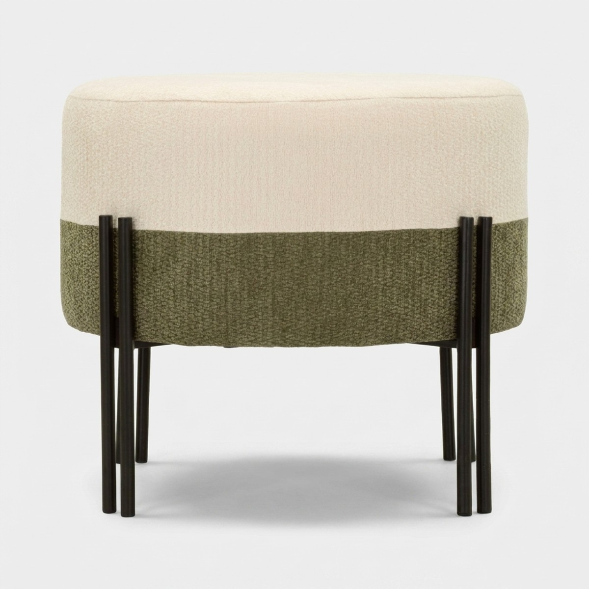 Puf redondo tapizado en poliéster y metal Tedy Sculptural Accent