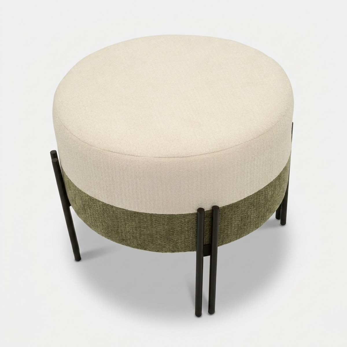 Puf redondo tapizado en poliéster y metal Tedy Sculptural Accent