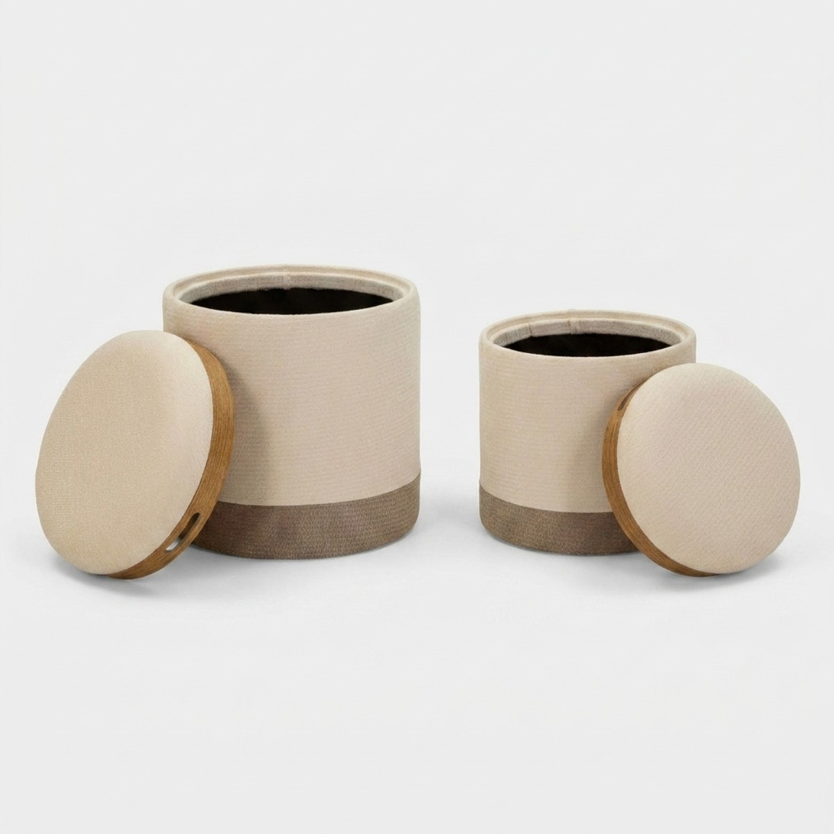 2er-Set Sitzhocker mit Stauraum und Tablett für das Wohnzimmer Ankara Nested Elegance