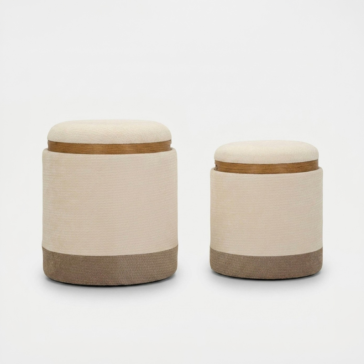 2er-Set Sitzhocker mit Stauraum und Tablett für das Wohnzimmer Ankara Nested Elegance